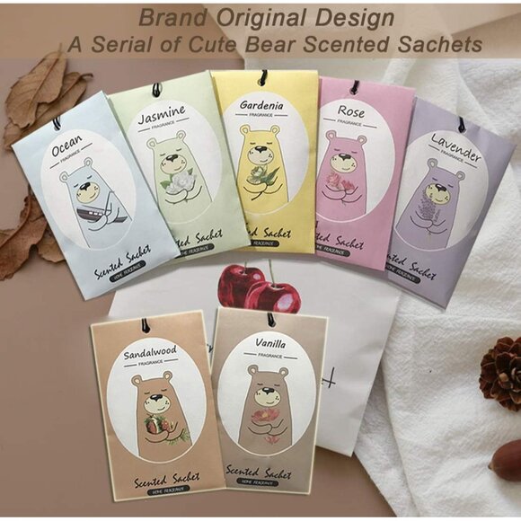 14 Packs Scented Sachets for Drawers and Closets Lavender, Rose, Jasmine, Ocean, - Picture 7 of 7